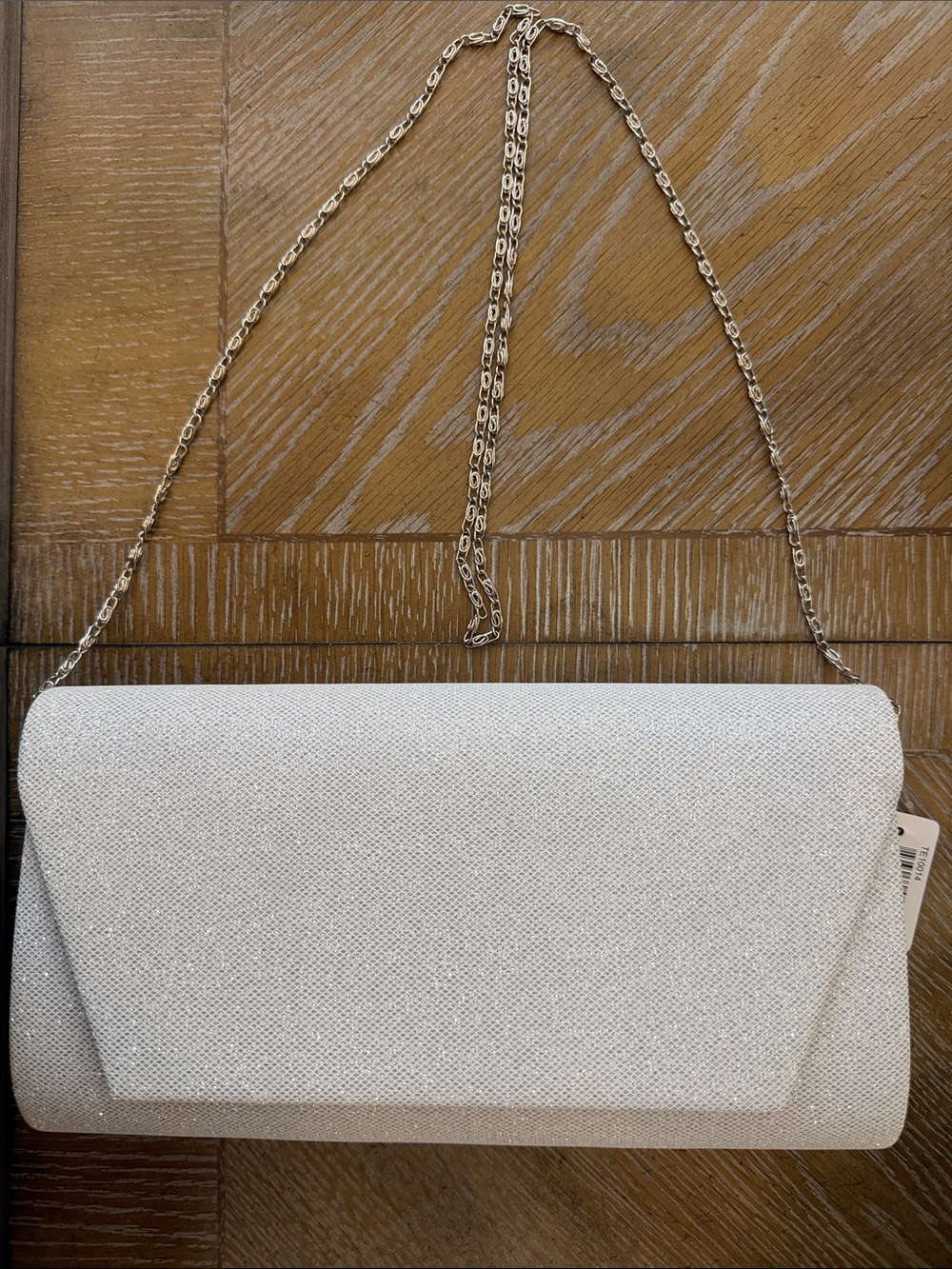 Kendall James silver sparkle evening bag